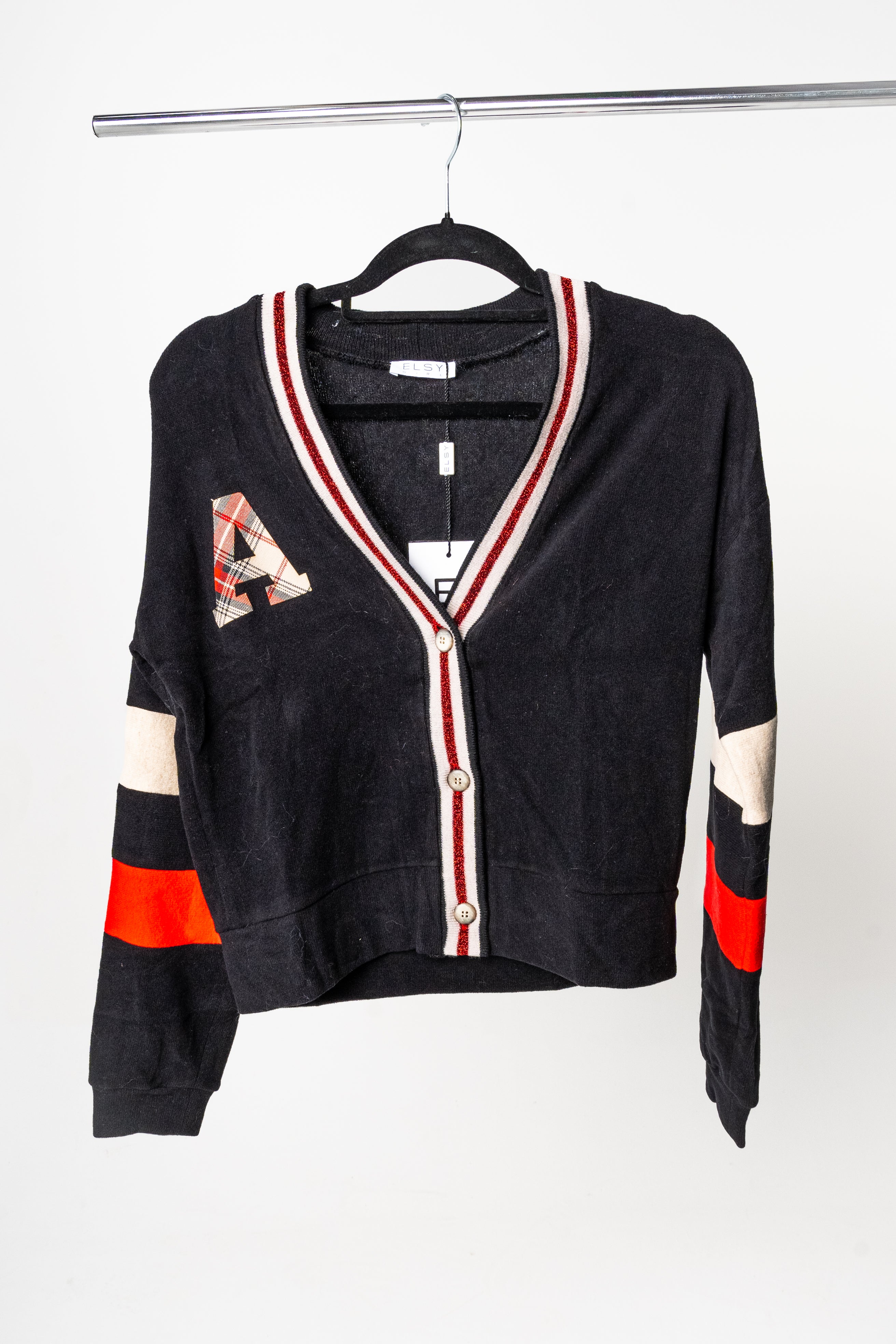 Elsy - cardigan black red details