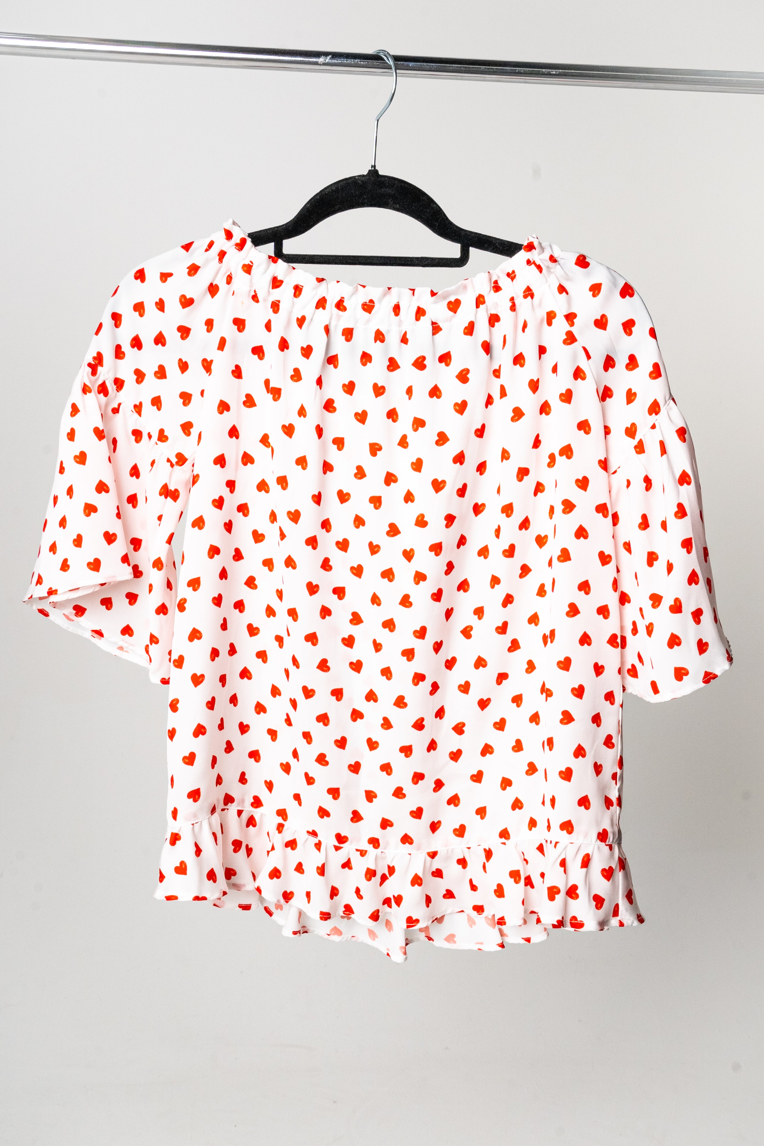 ELSY - blouse White heart red