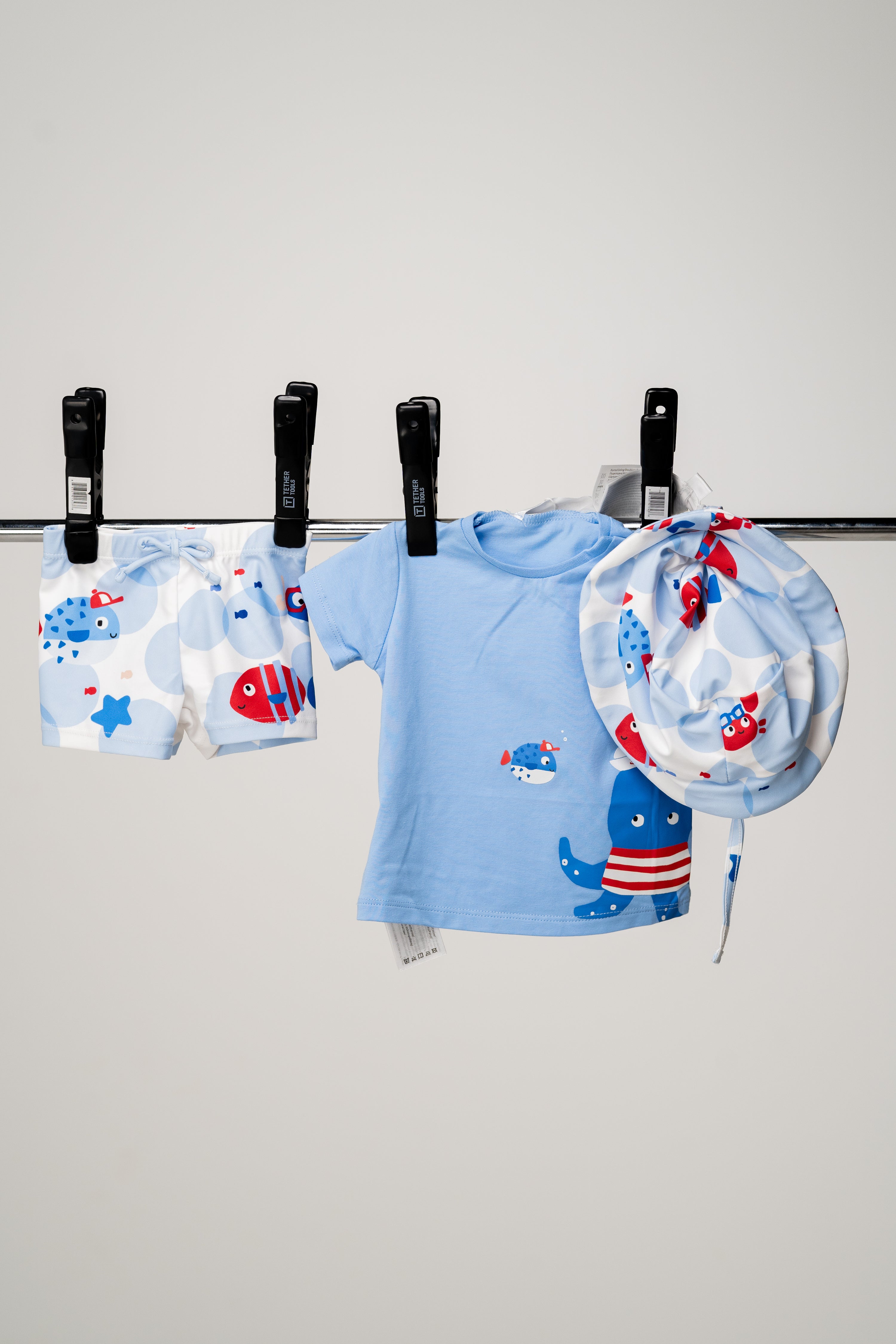 Mayoral - Babyboy set sunhat, swimshort & t-shirt blue/sea print