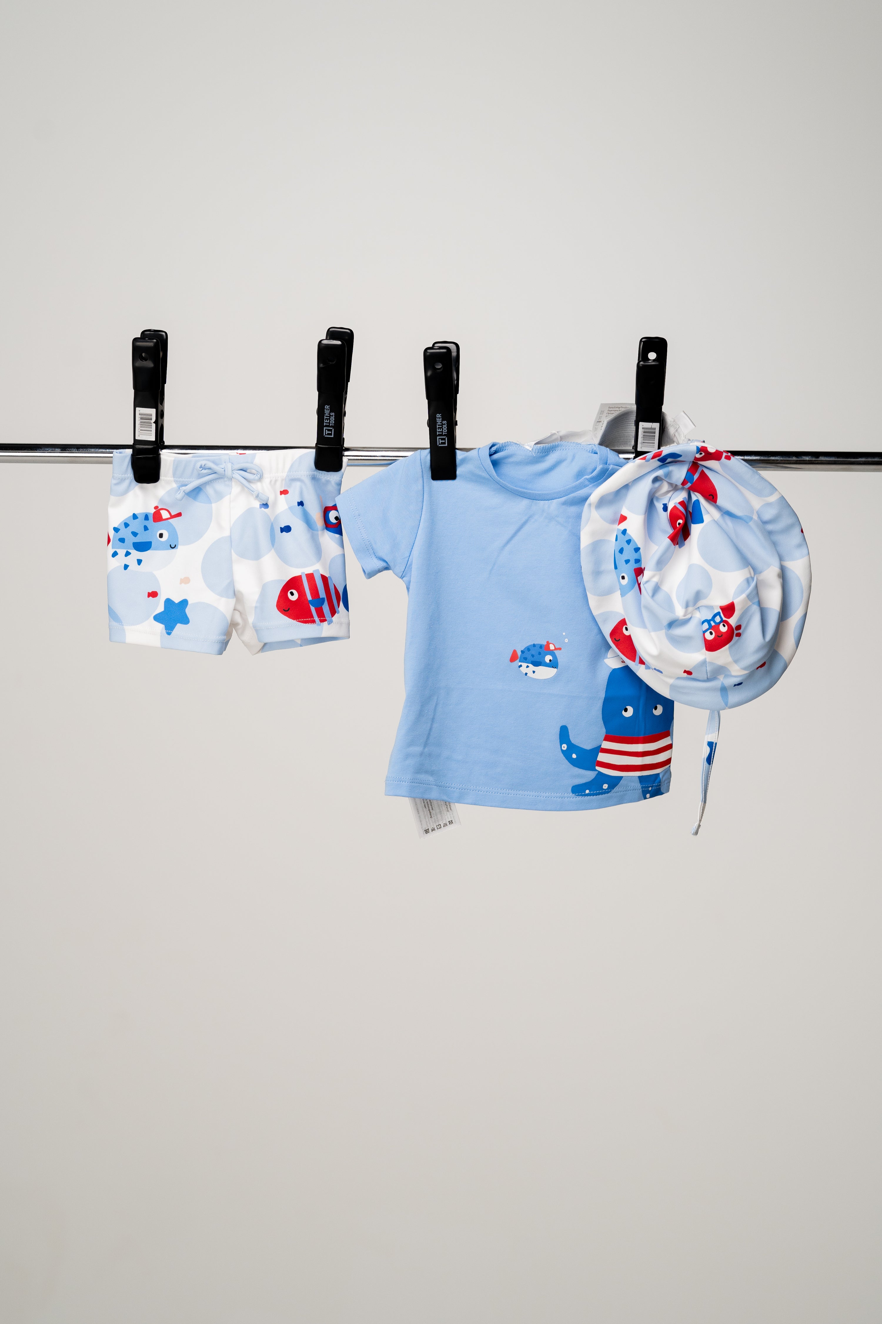 Mayoral - Babyboy set sunhat, swimshort & t-shirt blue/sea print