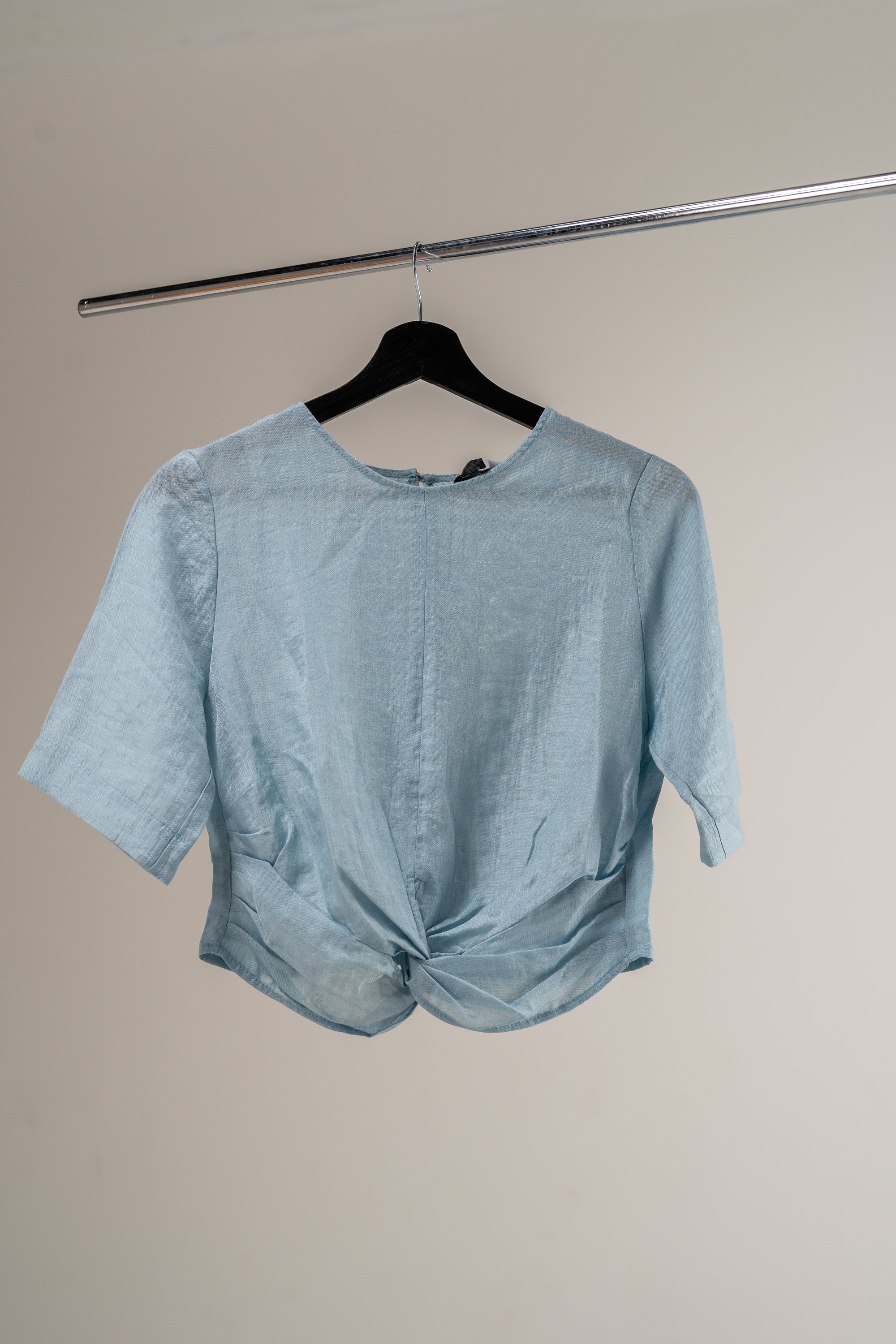 Pola Paradis - Jennifer Crop Top Linen Blue