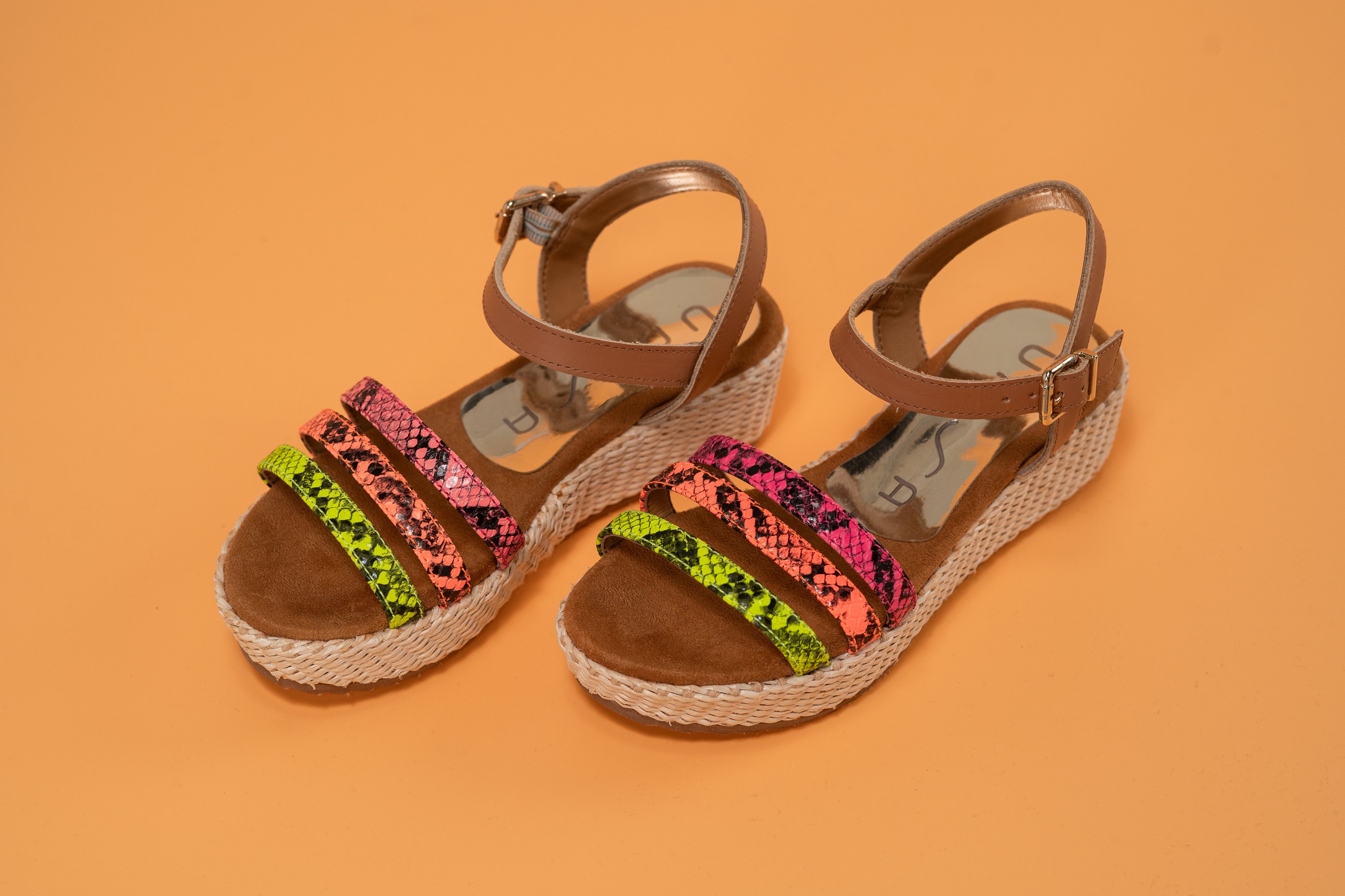 Unisa - Talent Neon multi-colored wedge sandals