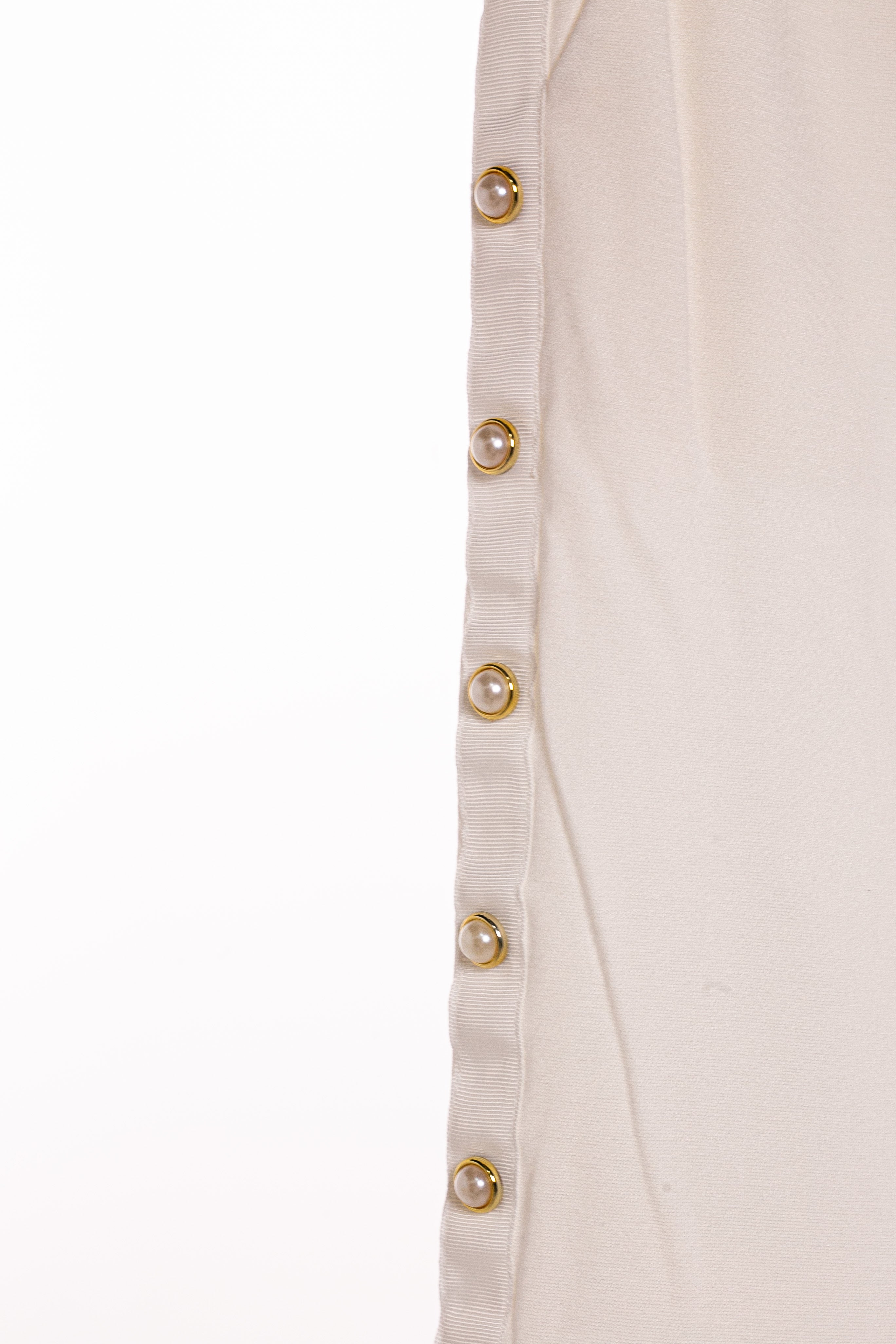 T-Love - White Jersey pants with pearl buttons